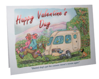 Dog caravan mover - A5 Valentine's Card