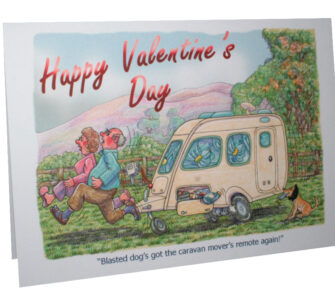 Dog caravan mover - A5 Valentine's Card