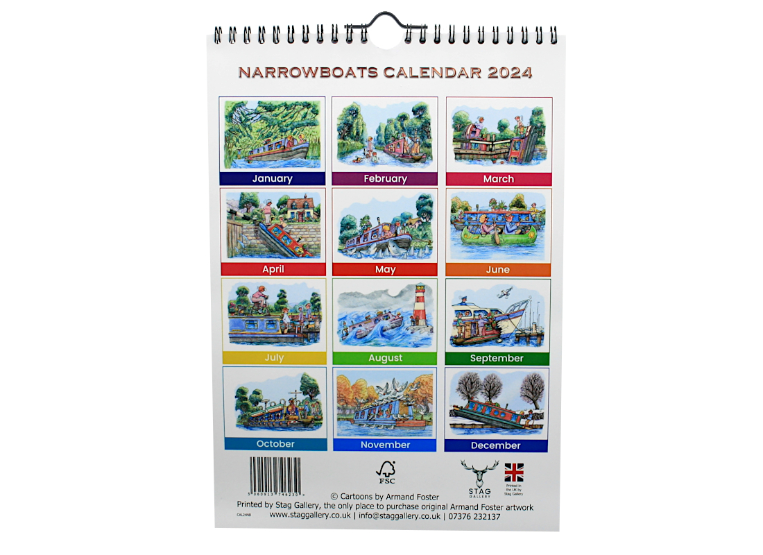 Narrowboats 2024 Calendar Stag Gallery   CAL24NB Back 