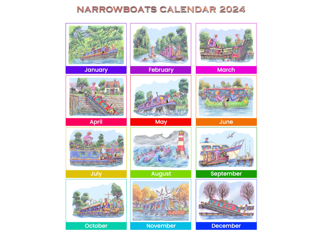 Narrowboats 2024 Calendar Stag Gallery   CAL24NB Months 