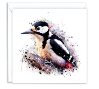 Great Spotted Woodpecker Splash Effect Water Colour - Main