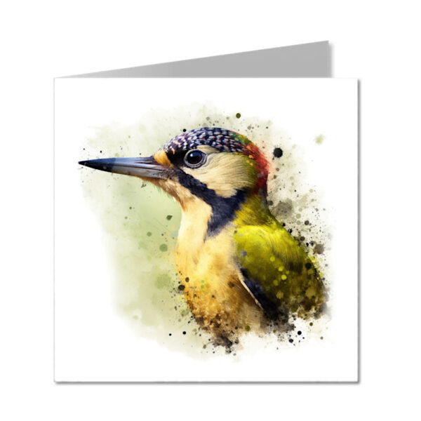 Green Woodpecker Splash Effect Water Colour - Folded