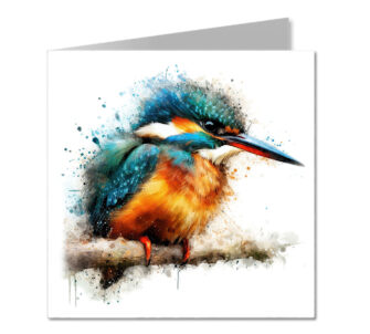 Kingfisher Splash Effect Water Colour - Folded