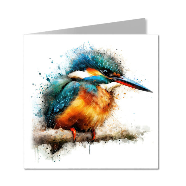 Kingfisher Splash Effect Water Colour - Folded