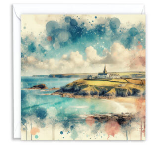 Cornish Coast & Beach Splash Effect Watercolour - Main