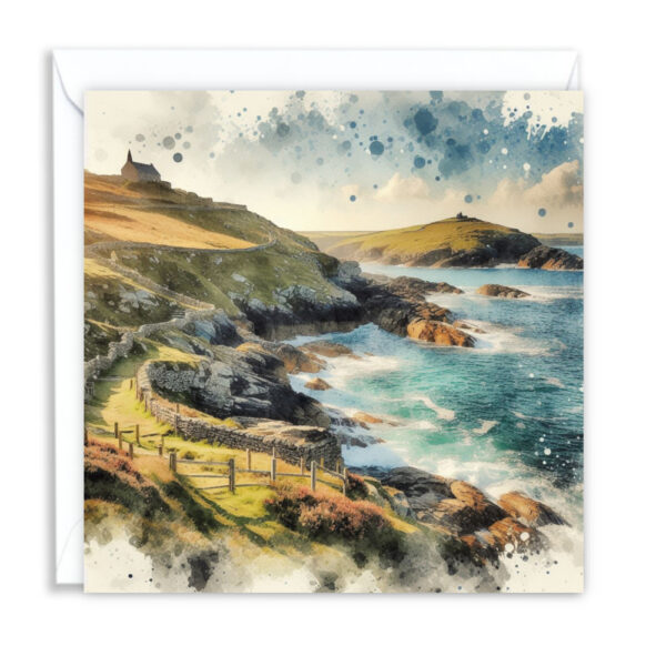 Cornish Coast Walk Splash Effect Watercolour - Main