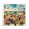 Cornish Moorland Overlooking Farms Splash Effect Watercolour - Main