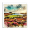 Cornish Moorland Overlooking River Splash Effect Watercolour - Main