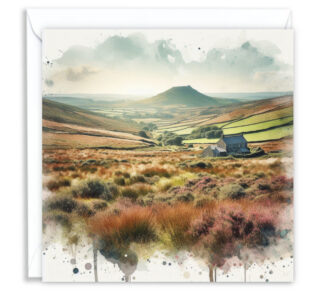 Cornish Moorland Overlooking A Valley Splash Effect Watercolour - Main