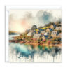 Cornish Riverside Village Splash Effect Watercolour - Main