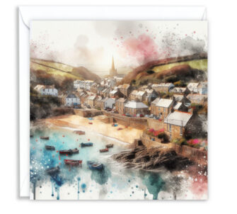 Cornish Sea Town Splash Effect Watercolour - Main