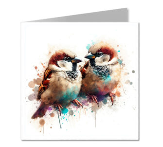 Sparrows Splash Effect Water Colour - Folded