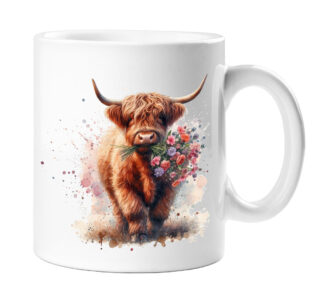 Highland Cow with Flowers - Design 02