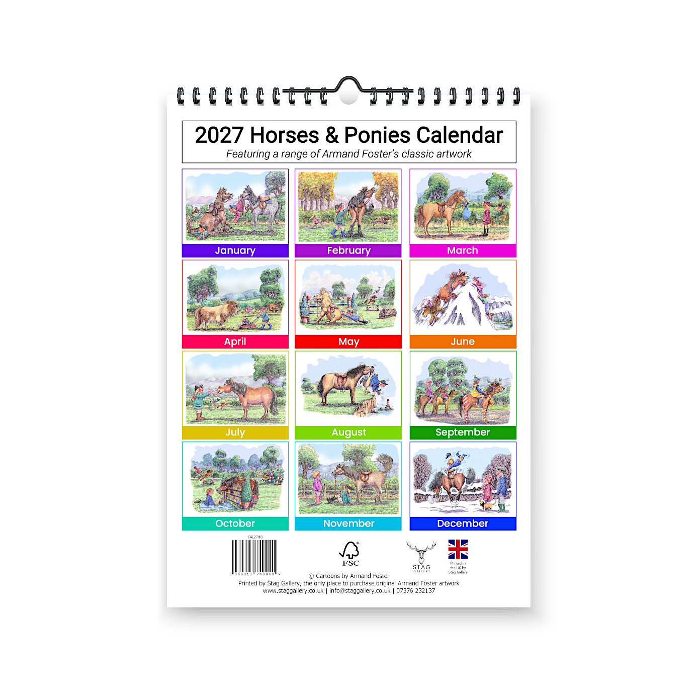 2027 Horses & Ponies Calendar - Rear