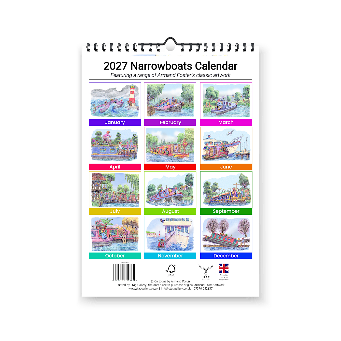 2027 Narrowboats Calendar - Rear