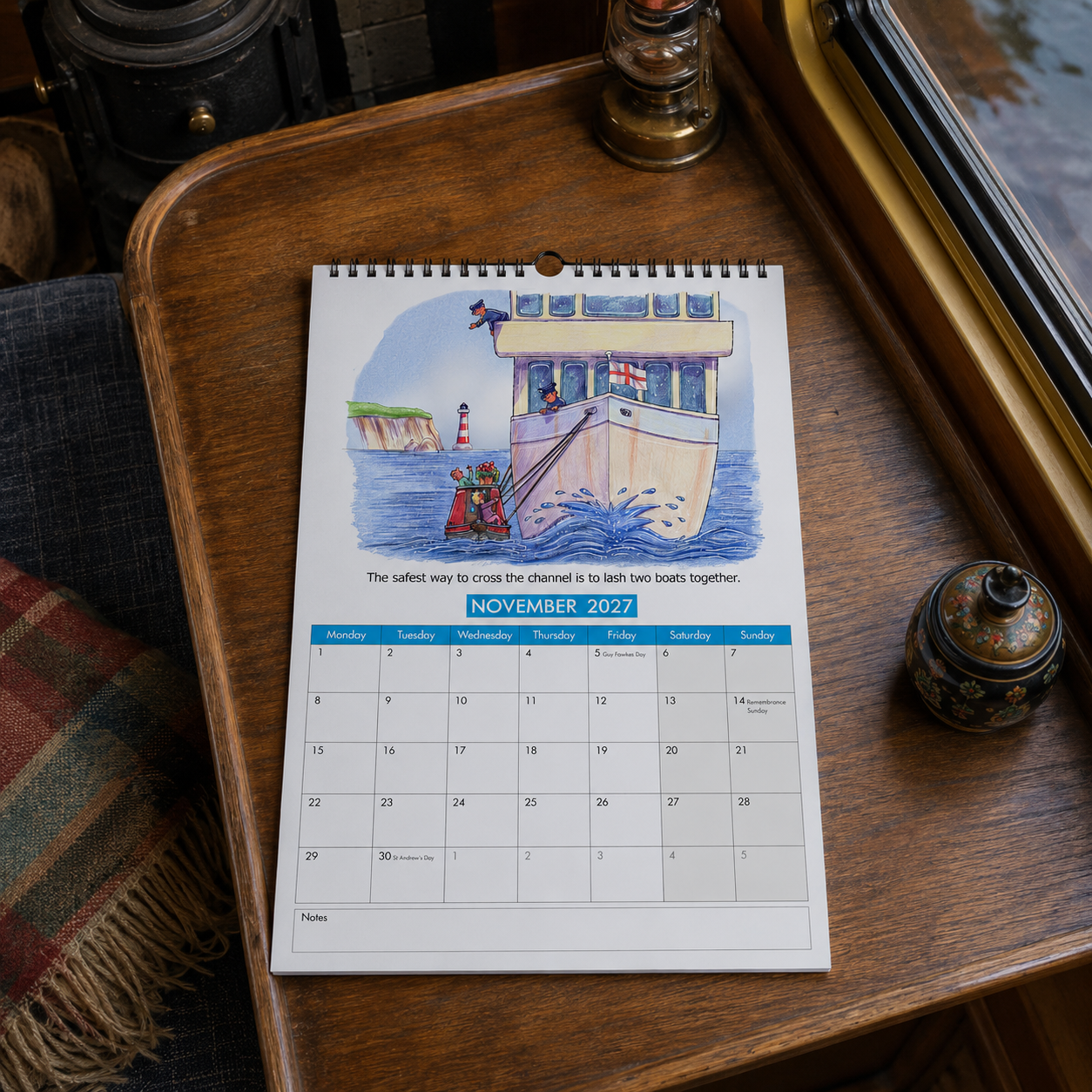 2027 Narrowboats Calendar - Table